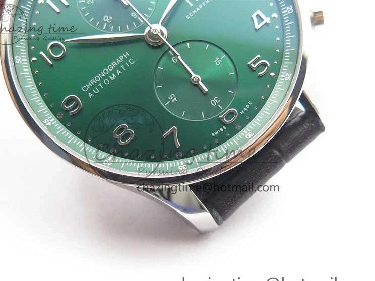 MIROTIME 0520 Elegant Portuguese IW371615 ZF 1:1 Best Edition SS Green Dial on Black Leather Strap A96355 V 7081
